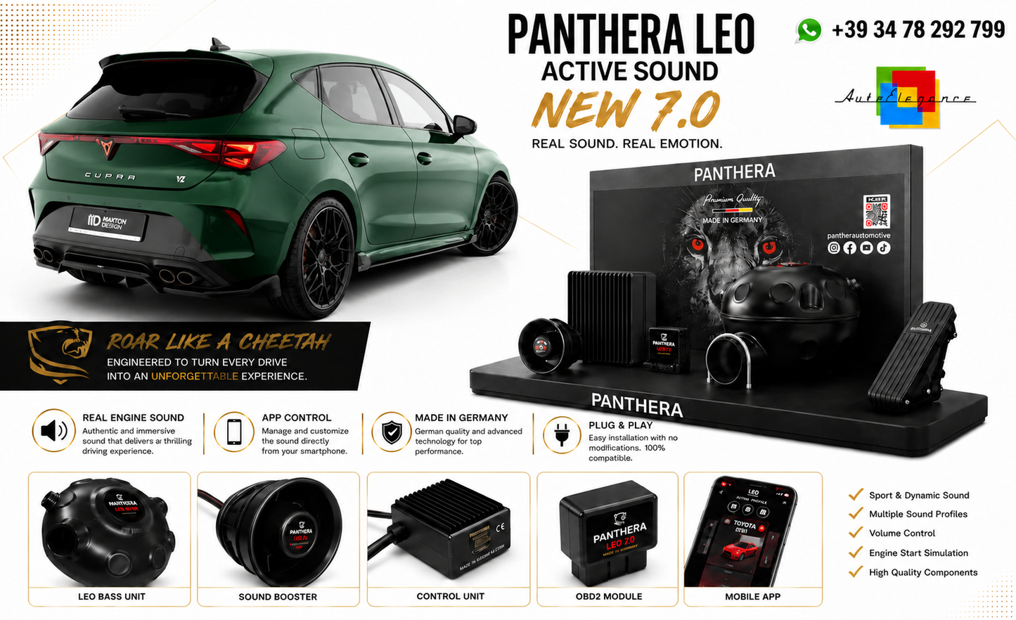 💕ART.2672 PANTHERA Soundsystem Booster 7.0-Seat Leon FR Mk4 💕