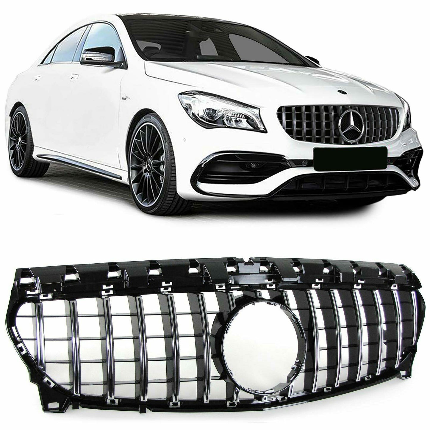 Griglia GT Panamericana adatta per Mercedes CLA W117 X117 dal 16 argento nero