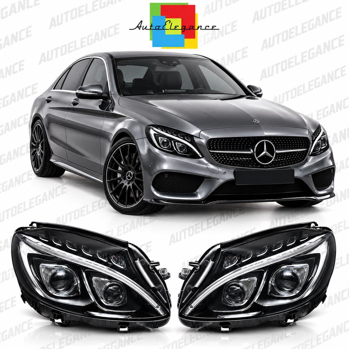 💕ART.10618 FARI ANTERIORI ADATTO  PER MERCEDES CLASSE C W205 14-18💕