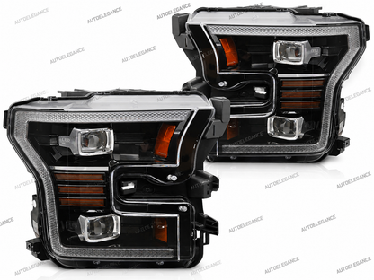 💫ART.9942 FARI ANTERIORI LED NERI PER FORD F150 MK13 2014-2017💫