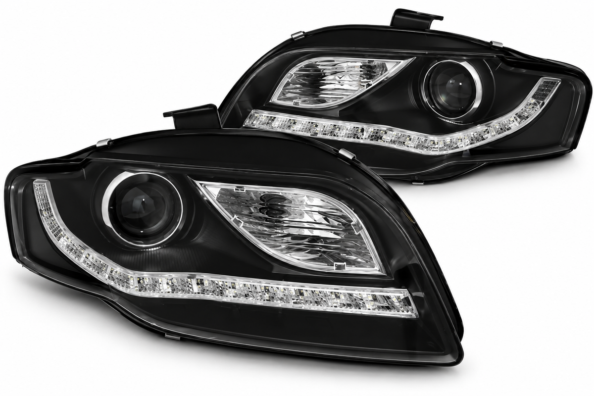 ART.10655 FARI ANTERIORI ADATTO PER AUDI A4 B7 11.04-03.08 NERO