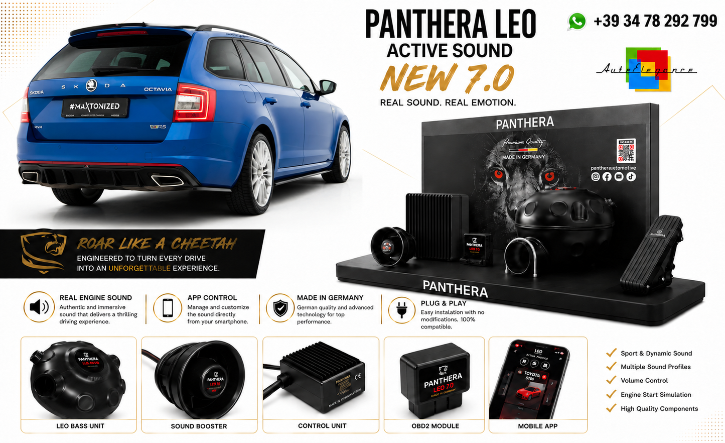 💕ART.2672 PANTHERA Soundsystem Booster 7.0-Skoda Octavia RS Mk3 💕