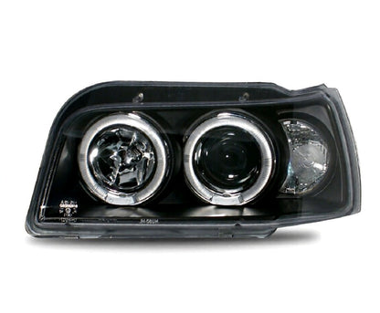 💫ART.6107 FARI ANTERIORI OCCHI D'ANGELO NERI per RENAULT CLIO 90-95💫
