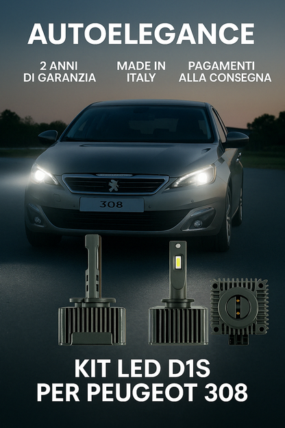 ⭐KIT XENON D1S 6000K ANABBAGLIANTI PER PEUGEOT 308 – LUCE BIANCA POTENTE⭐