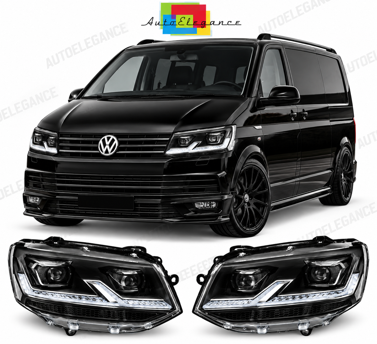 ART.10750 FARI ANTERIORI ADATTO PER VW T5.1 10-15 NERO