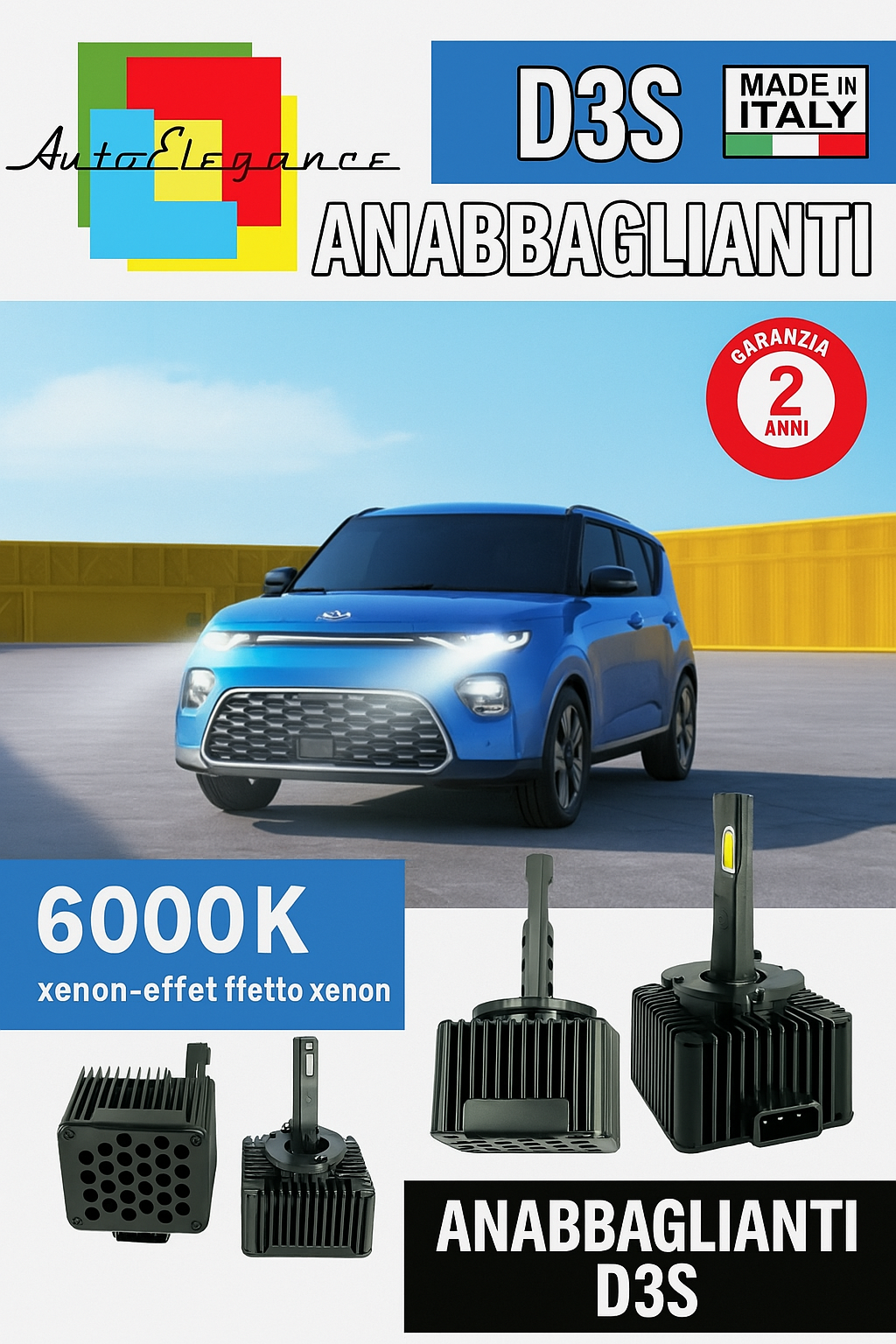 ❤️ KIT LED D3S 6000K BIANCO GHIACCIO ANABBAGLIANTI PER KIA SOUL II❤️