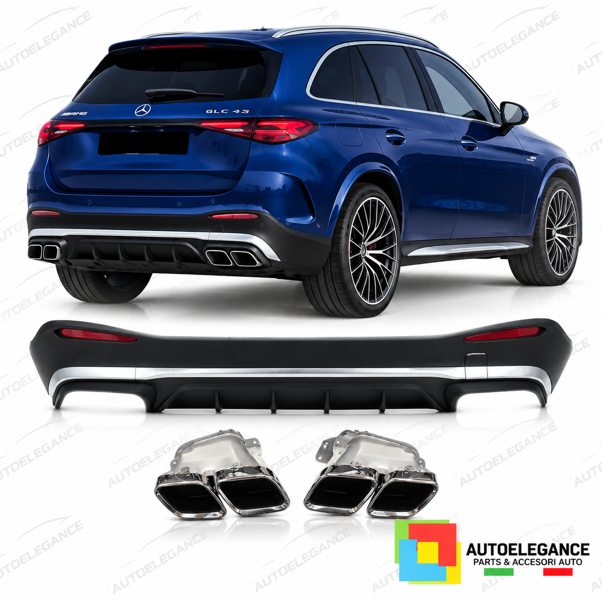 DIFFUSORE ADATTO PER MERCEDES GLC X254 23- LOOK AMG GLC63 NERO ARGENTO