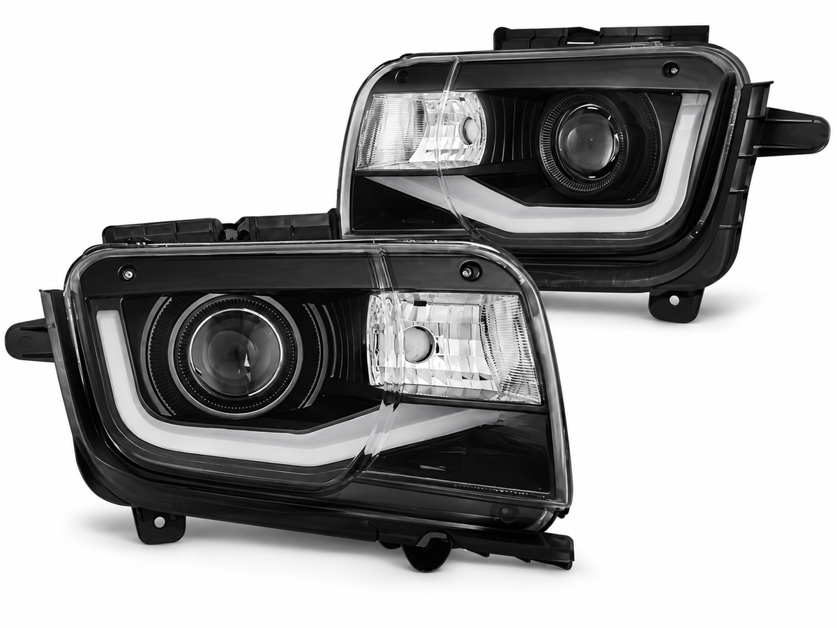 ART.5514 FARI ANTERIORI ADATTO PER CHEVROLET CAMARO 09-13 TUBO NERO CHIARO