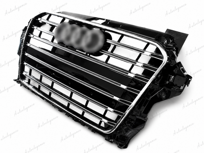 🔥ART.0597 GRIGLIA ADATTO PER  AUDI A3 8V 12-6 LOOK S3 NERA PROFILI CROMATI🔥