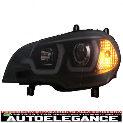 led light tube drl angel eye headlights suitable for bmw x5 e70 (2007-2010) black 