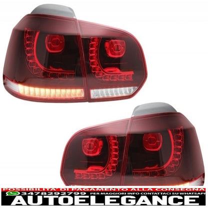 paraurti posteriore adatto per vw golf 6 vi (2008-2012) con impianto di scarico completo e fanali posteriori full led design gti rosso ciliegia