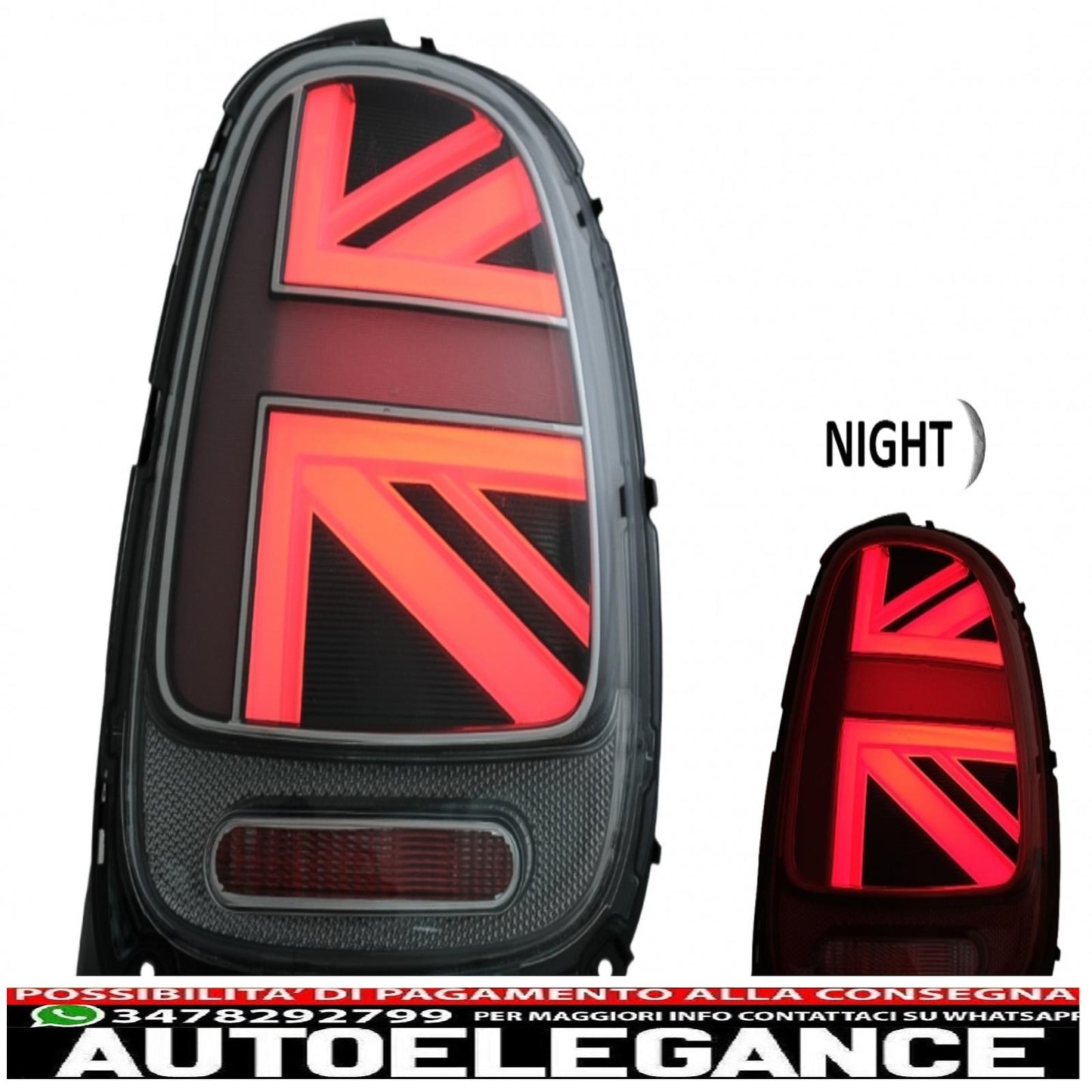 Rear lights suitable for mini one f55 f56 f57 3d 5d cabriolet (2014-2018) JCW design silver