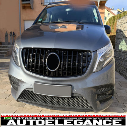 central grille suitable for mercedes v class w447 facelift (2020 onwards) gt r design panamericana black 