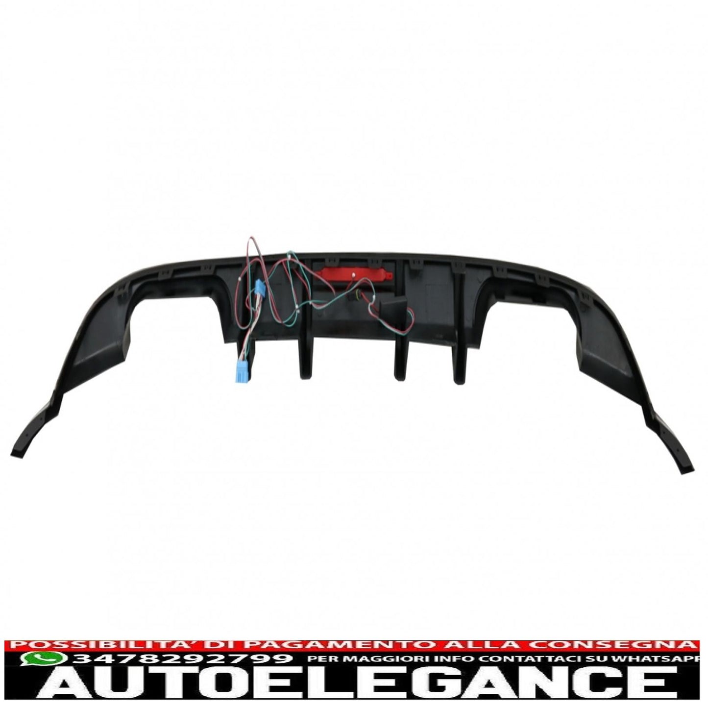 diffusore d'aria per paraurti posteriore adatto per vw golf 7.5 (2017-2019) r look pianoforte nero con riflettore led rosso