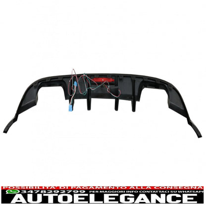 diffusore d'aria per paraurti posteriore adatto per vw golf 7.5 (2017-2019) r look pianoforte nero con riflettore led rosso