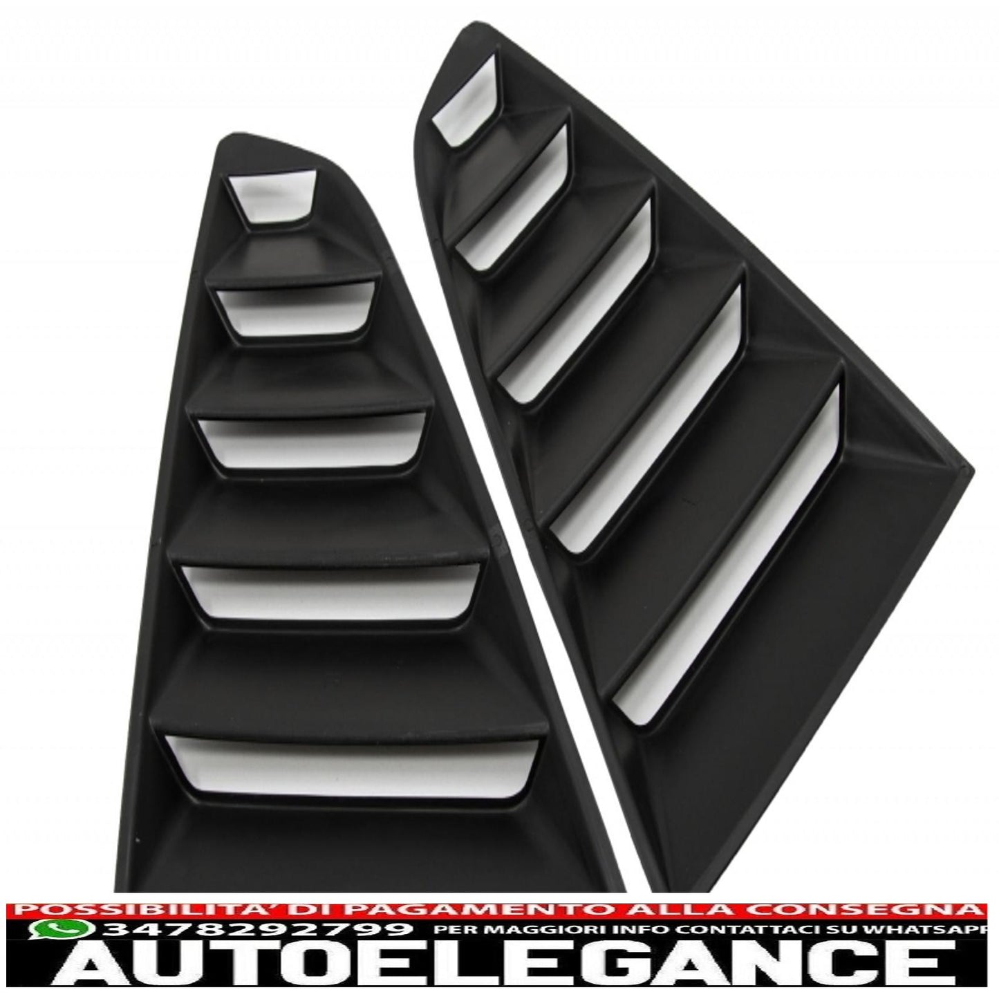 classiche feritoie per finestrini laterali adatte per Ford Mustang Mk6 VI sesta generazione (2015-2019) con feritoie per finestrini posteriori nere AUTOELEGANCERICAMBI