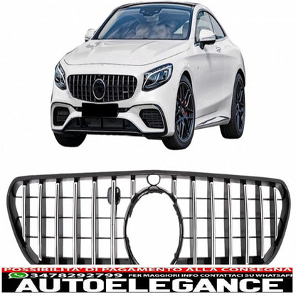 center grille suitable for mercedes s class coupe c217 (2014-2017) cabrio a217 (2015-2017) chrome stripes gt-r design panamericana