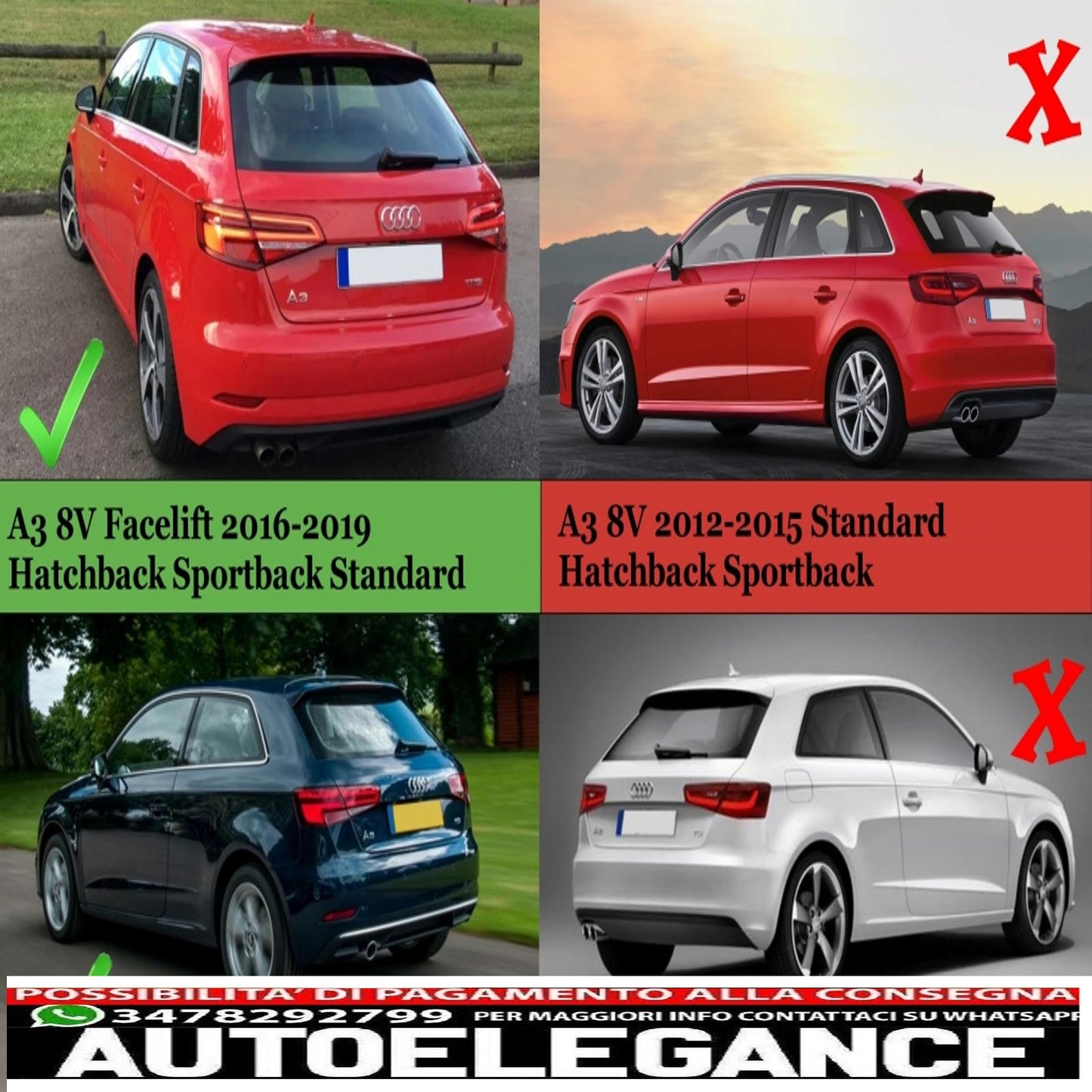 Rear bumper valance diffuser suitable for audi a3 8v restyling hatchback sportback (2016-2019) standard bumper (se) s3 design