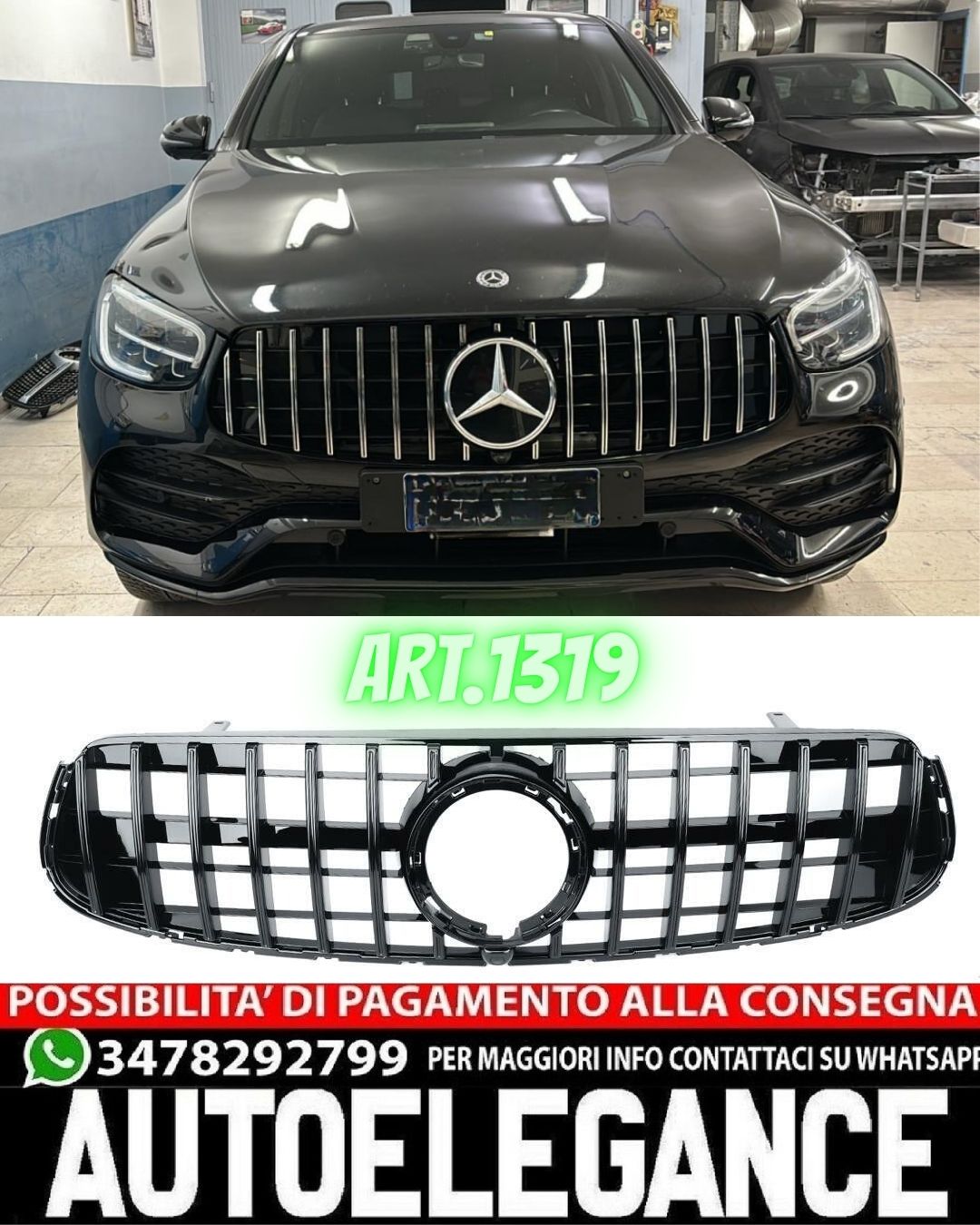 GRIGLIA ADATTA PER MERCEDES GLC NERA X253 C253 LIFT AMG 2020-2022 LOOK GT