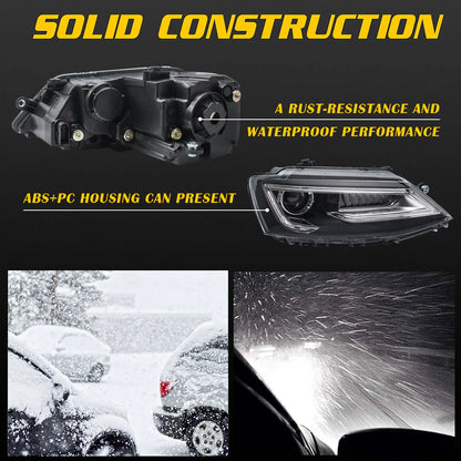 Double Beam Headlights for Volkswagen Jetta / Sagitar (NOT GLI) 2012-2018 (Bulbs Not Included) 