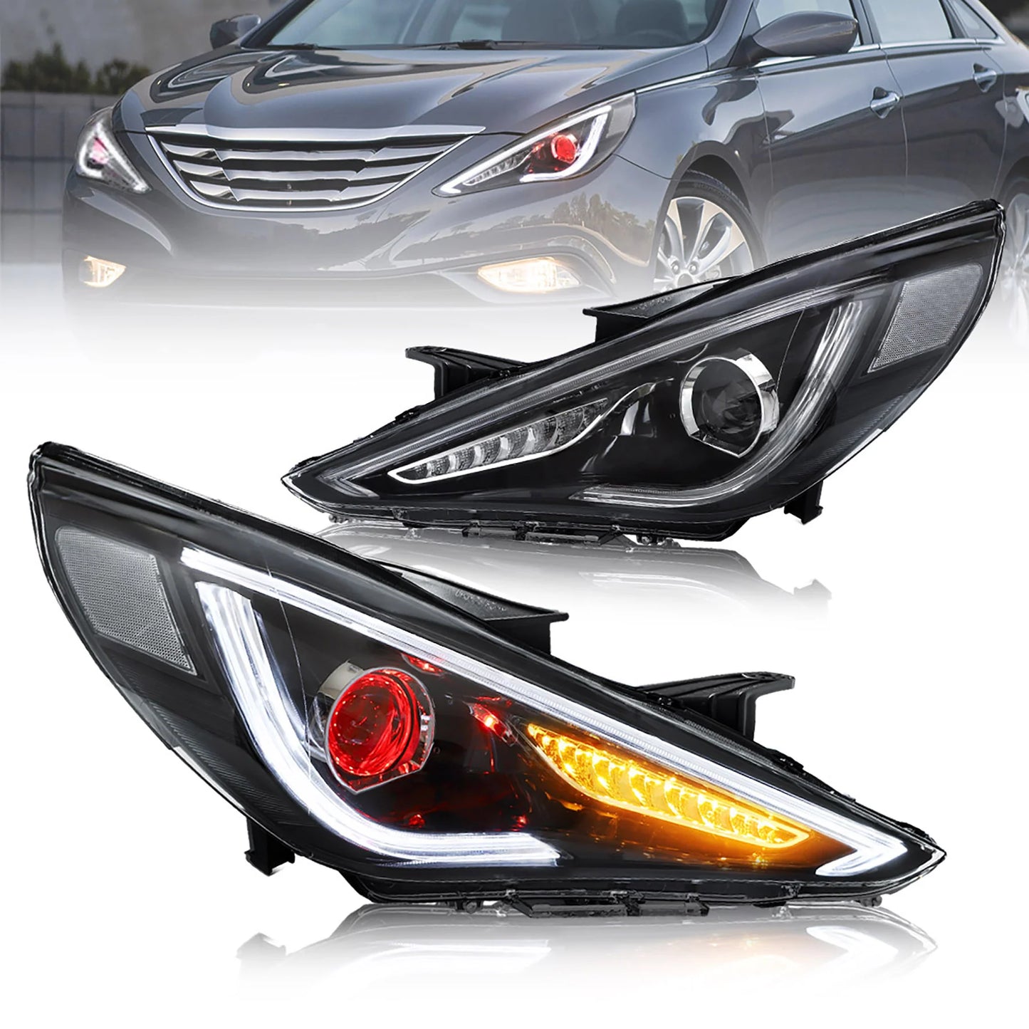 Fari sequenziali a doppio raggio per Hyundai Sonata 2011-2014 Materiale in vetro ABS PMMA (lampadine non incluse)