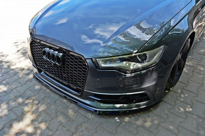 FRONT SPLITTER FOR AUDI A6 2011-2016 WITH SLINE S6 BUMPER - GLOSSY BLACK ABS