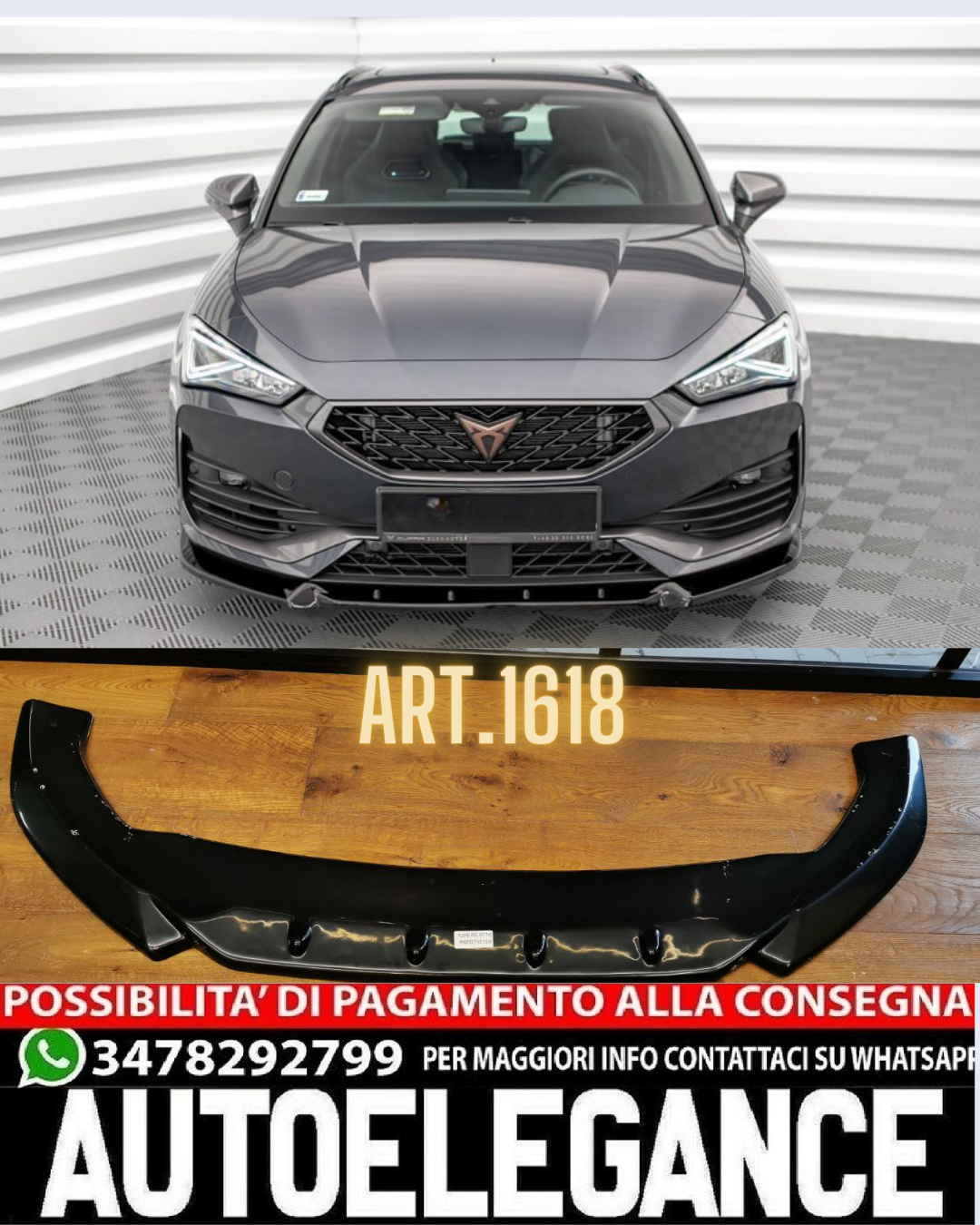 SPLITTER ADATTO PER SEAT CUPRA LEON 2020+ LOOK SPORTIVA NERO LUCIDO