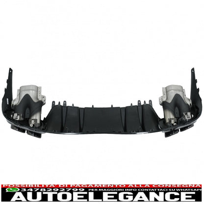 paraurti anteriore con diffusore doppia uscita e terminali di scarico adatto per mercedes classe c a205 cabriolet c205 coupe (2014-2019) c63 design pianoforte nero