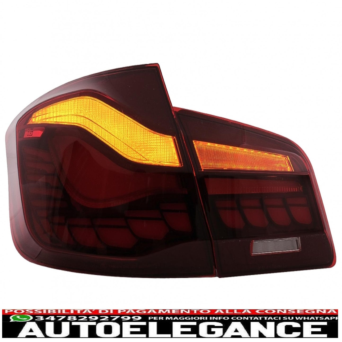 oled rear lights suitable for bmw 5 series f10 (2011-2017) transparent red with dynamic sequential turning light