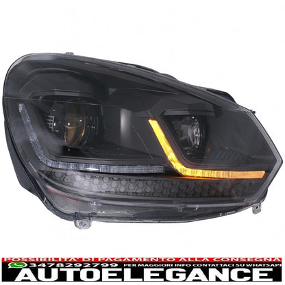 led headlights suitable for vw golf 6 (2008-2013) with g7.5 facelift black look smooth dynamic sequential cornering lights left hand drive