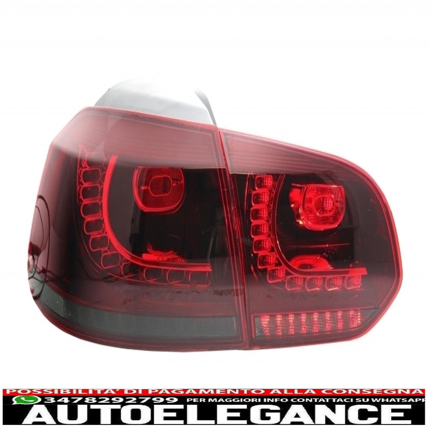 Rear bumper and taillights full led static direction light red smoke suitable for vw golf vi (2008-2013) design r20