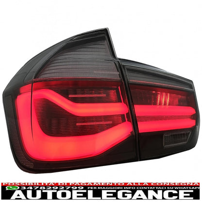 led rear lights m look black line suitable for bmw 3 series f30 pre lci and lci (2011-2019) smoke red conversion to lci design with dynamic sequential cornering lights
