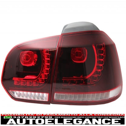 Rear bumper with full led taillights suitable for vw golf vi (2008-2013) r20 design cherry red (left and right) 