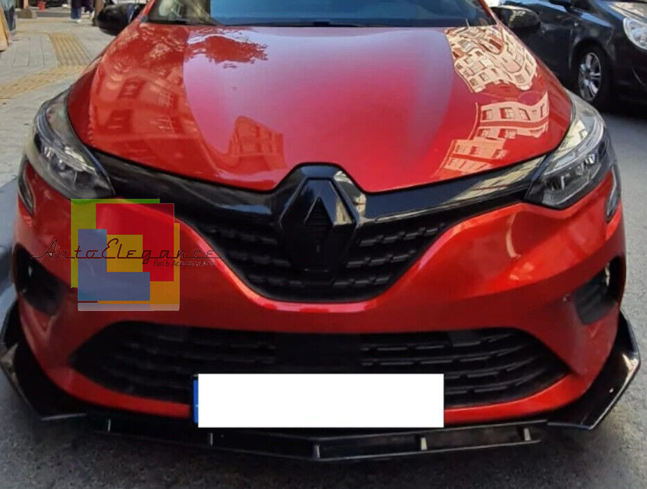 RENAULT CLIO V FRONT BUMPER BLADE GLOSSY BLACK IN ABS RS SPLITTER 