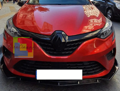 RENAULT CLIO V FRONT BUMPER BLADE GLOSSY BLACK IN ABS RS SPLITTER 
