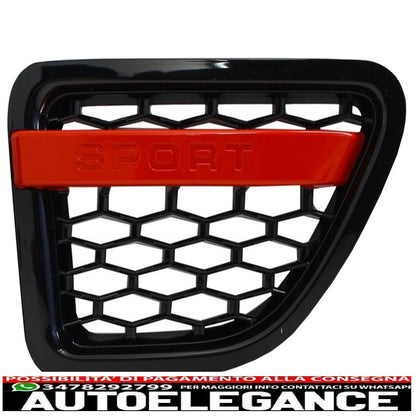 central grille and side vents group suitable for land rover sport l320 (2005-2008) autobiography look black red edition