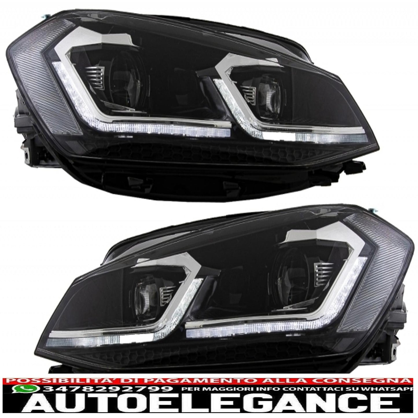 front bumper suitable for vw golf vii 7.5 (2017-2020) and led headlights dynamic sequential direction indicators gti look rhd