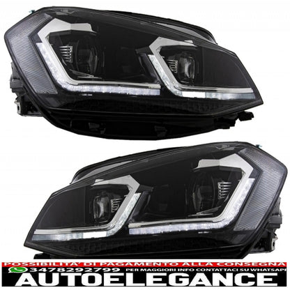 front bumper suitable for vw golf vii 7.5 (2017-2020) and led headlights dynamic sequential direction indicators gti look rhd