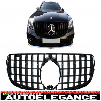 griglia anteriore centrale adatta per mercedes glc x253 c253 (2015-2018) gt r panamericana design tutto nero
