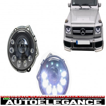 led headlights suitable for mercedes g-class w463 (1989-2012) black bi-xenon design 
