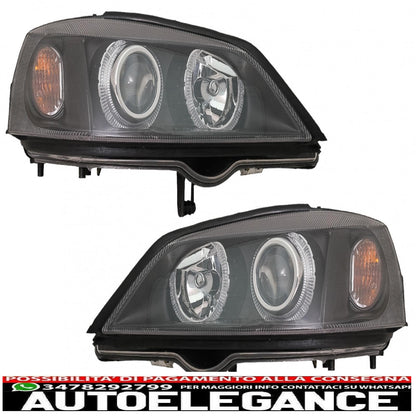 black angel eye headlights with front grille without badge for opel vauxhall astra g (1998-2004) left or right hand drive 