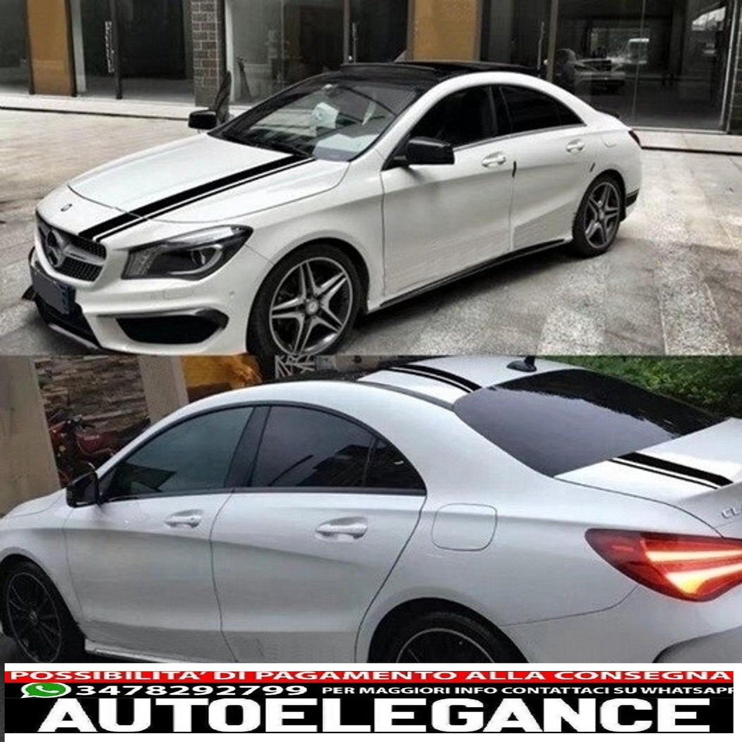 set adesivi decalcomanie laterali e parte superiore del cofano, portellone del tetto e specchio adesivo nero, adatto per mercedes c205 coupé a205 cabriolet (2014-2016) a45 design edition 1