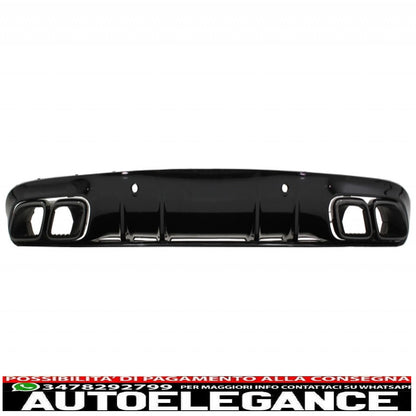 paraurti anteriore con diffusore posteriore adatto per mercedes classe c a205 cabriolet c205 coupe (2014-2019) c63 design nero