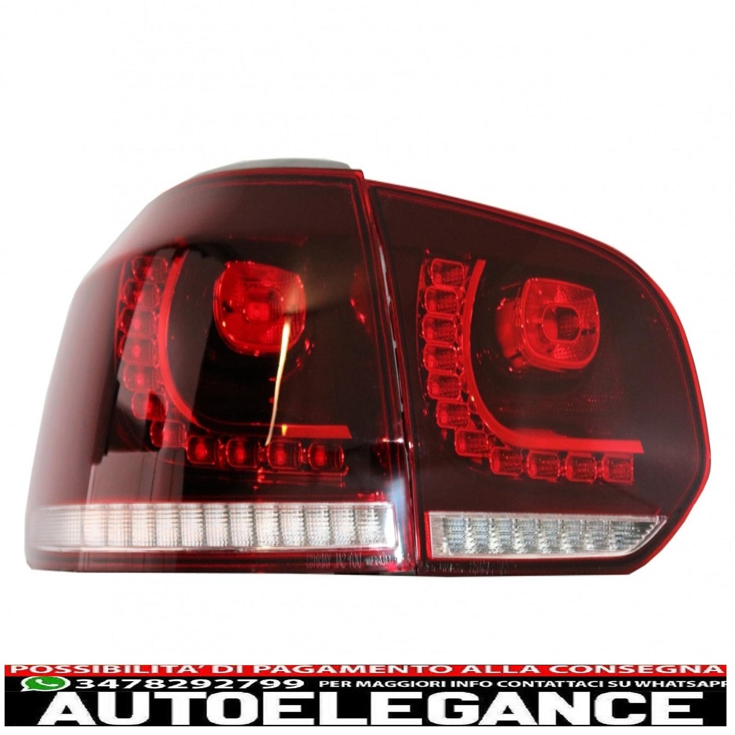 full led rear lights suitable for vw golf 6 vi (2008-2013) r20 dynamic sequential design cherry red cornering light (left and right)