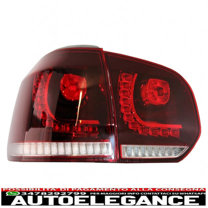 full led rear lights suitable for vw golf 6 vi (2008-2013) r20 dynamic sequential design cherry red cornering light (left and right)