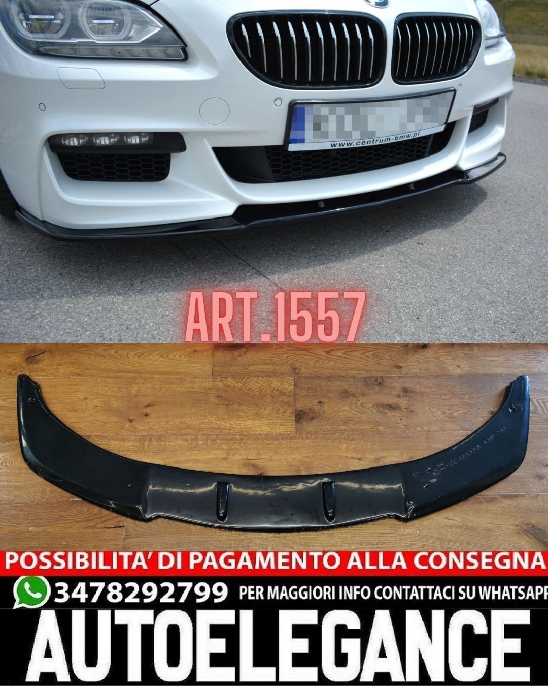 SPLITTER ADATTO PER BMW SERIE 6 F06 2013-2015 MSPORT LOOK NERO LUCIDO