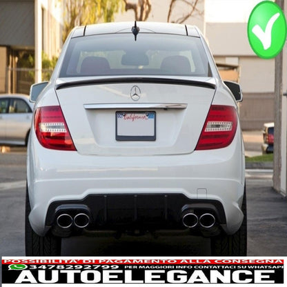 Diffusore d'aria con mantovana per paraurti posteriore con terminali di scarico adatto per mercedes classe c w204 c204 amg sport line (2012-2014) limousine coupé