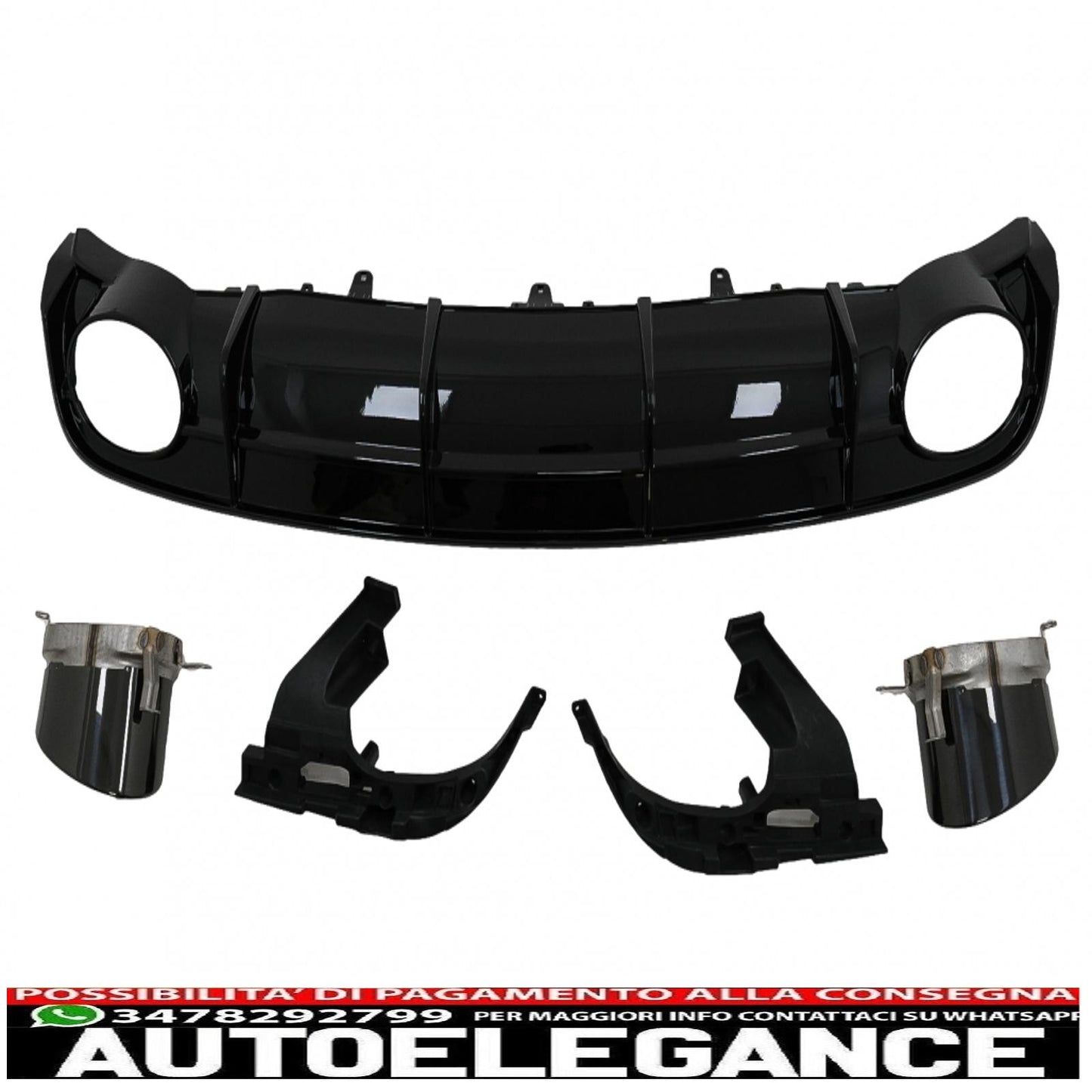 Diffusore e terminali di scarico per mantovana paraurti posteriore adatti per audi a6 4g facelift (2015-2018) design rs6 solo nero paraurti s-line