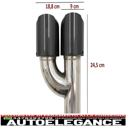 Terminali di scarico in fibra di carbonio effetto lucido, ingresso 6,3 cm