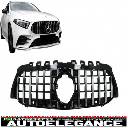 central grille suitable for mercedes a-class w177 hatchback v177 sedan (04.2018-up) gt-r design panamericana black / chrome